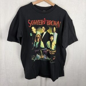Vintage 1994 Sawyer Brown Concert Short Sleeve Country Music Band Tee Size XL‎